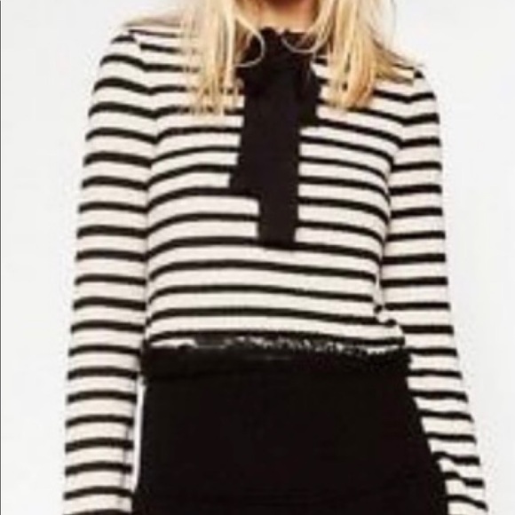 Zara knit stripe sweater with bow detail - Picture 1 of 5